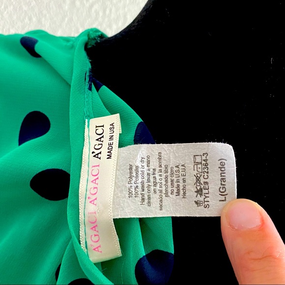 A’GACI A’GACI Green and blue pokadot blouse - Picture 5 of 7